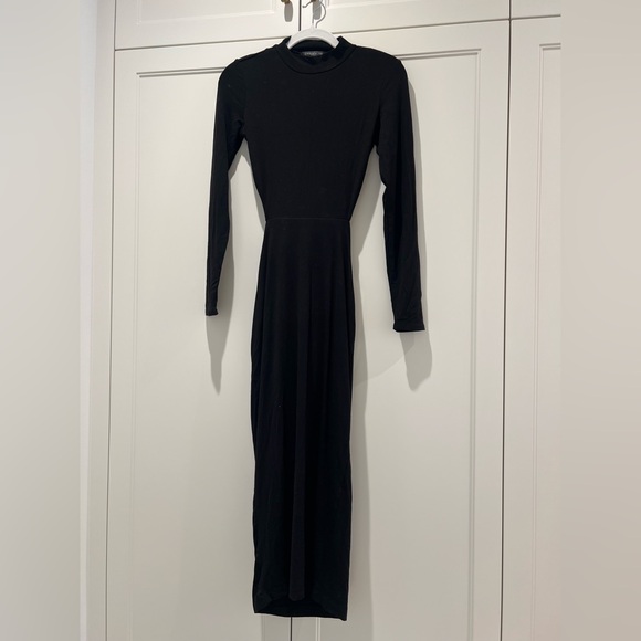 Dynamite Black Open Back Long Sleeve Midi Dress - Picture 3 of 6